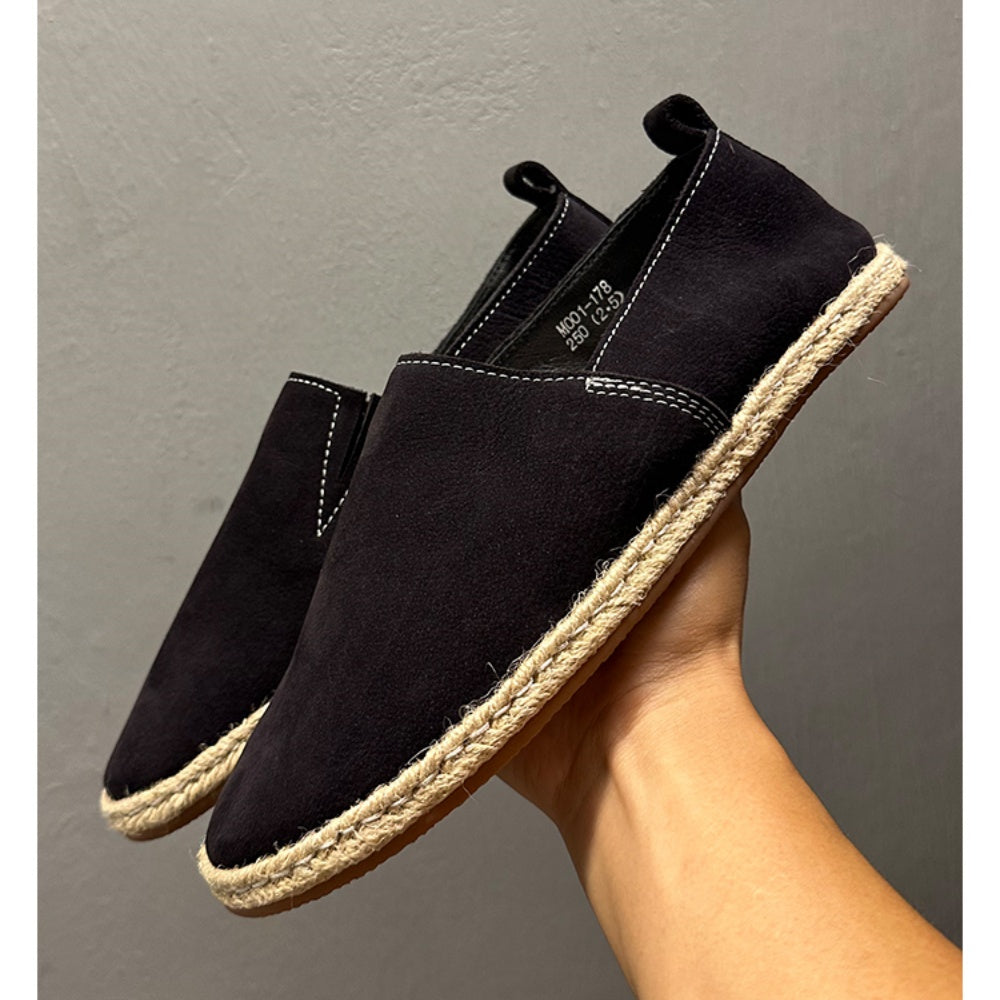 Soft cowhide fishermen's shoes, men's pure leather casual shoes, retro casual handmade loafers