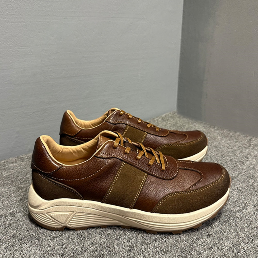 Men's high-end genuine leather casual sports shoes - retro lightweight top-grade cowhide style