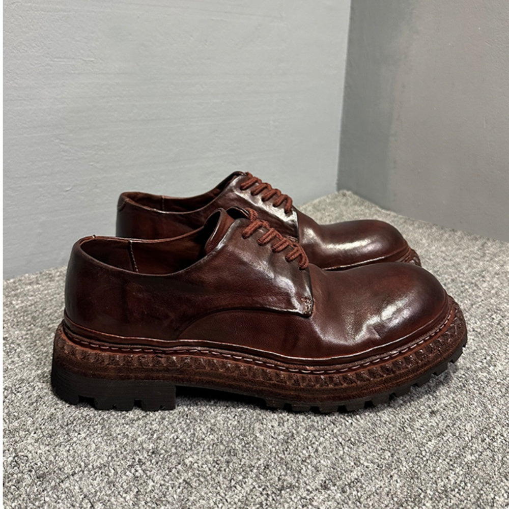 Handmade leather casual shoes, with retro horsehide material, high-end business casual men's shoes