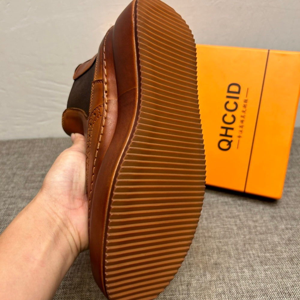 Men's new high-top shoes  Men's fashionable leather shoes  Men's leather foot covers for casual shoes