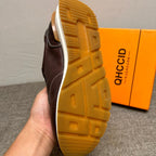 New genuine leather retro wedge Aigun shoes, fashionable washed sheepskin casual men's shoes