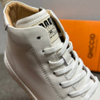 New men's high-top leather shoes, men's pure leather casual white shoes, men's short boots