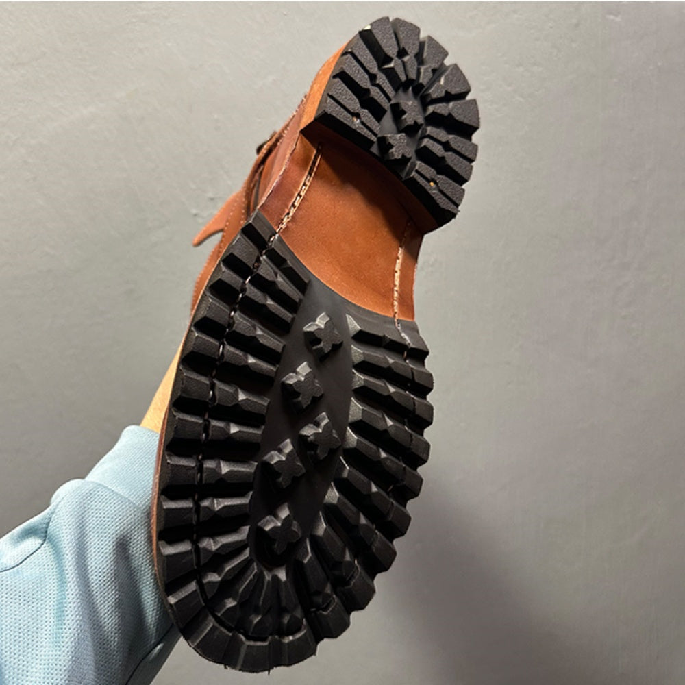 Cowhide boots, soft leather Chelsea boots, handcrafted entirely, short boots with leather buckles