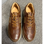 Men's high-end genuine leather casual sports shoes - retro lightweight top-grade cowhide style