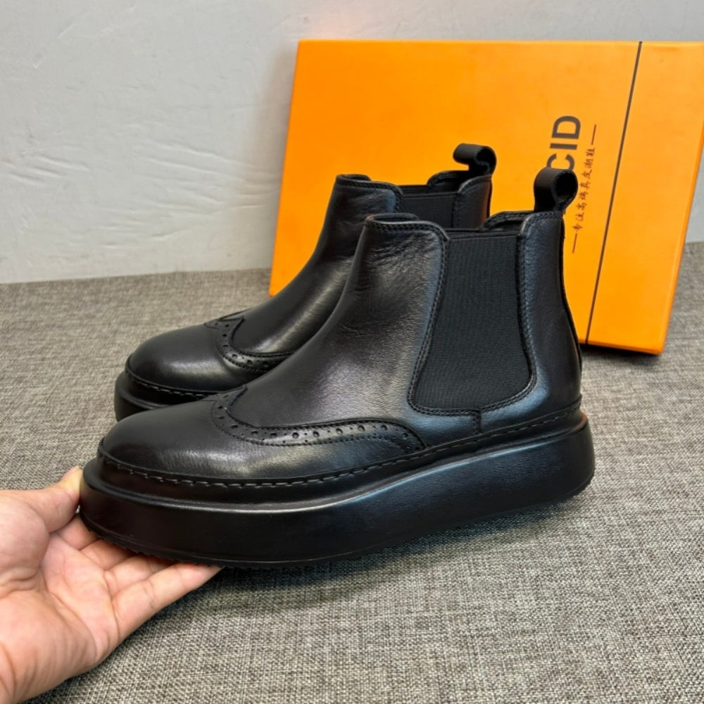 Men's new high-top shoes  Men's fashionable leather shoes  Men's leather foot covers for casual shoes