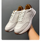 Men's full-grain leather shoes - white platform sole - soft upper - casual sports sneakers