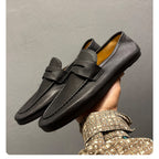 High-end genuine leather shoes, casual style leather shoes, soft sole, black loafers.