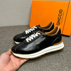 New genuine leather retro wedge Aigun shoes, fashionable washed sheepskin casual men's shoes