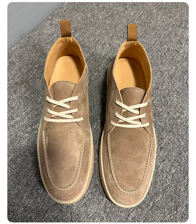 Men's high-top leather sports shoes, soft cowhide material casual shoes, comfortable and breathable upper.