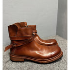Cowhide boots, soft leather Chelsea boots, handcrafted entirely, short boots with leather buckles