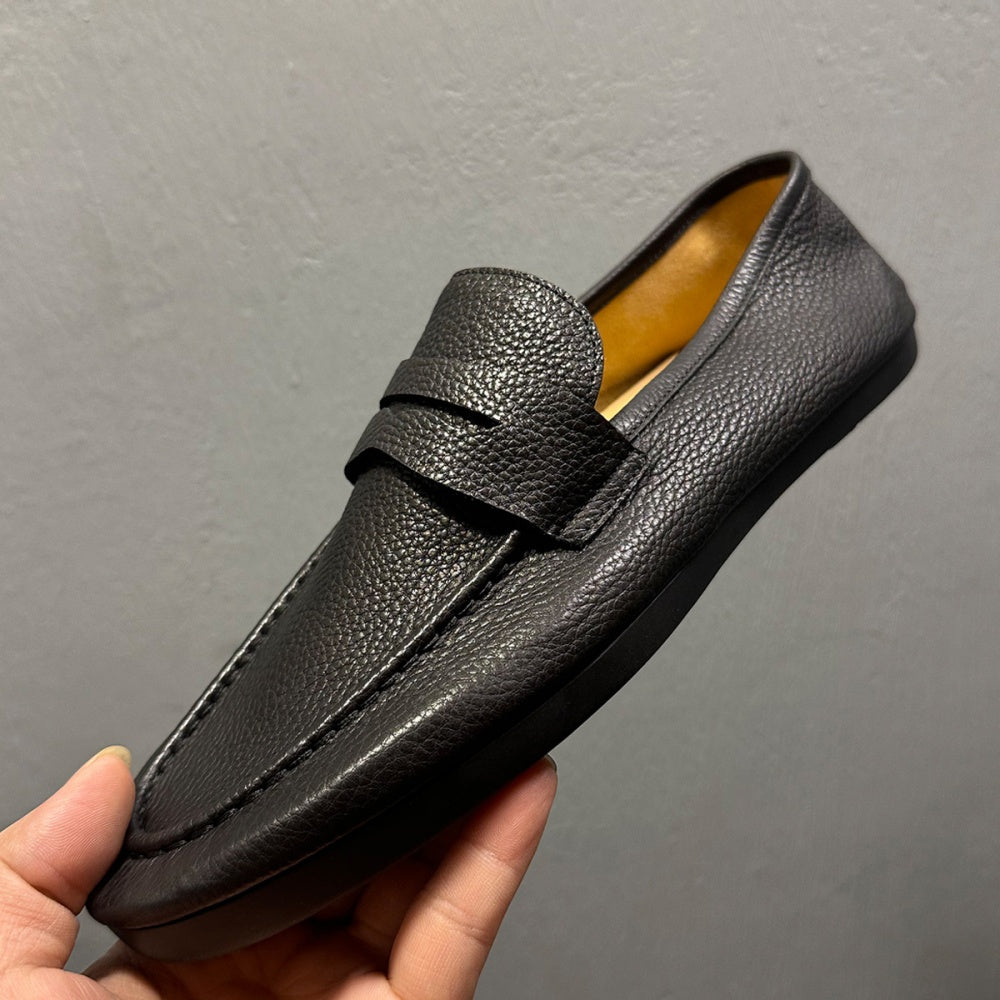 High-end genuine leather shoes, relaxed and laid-back style leather shoes, soft sole, black loafers.