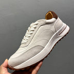 Men's full-grain leather shoes - white platform sole - soft upper - casual sports sneakers