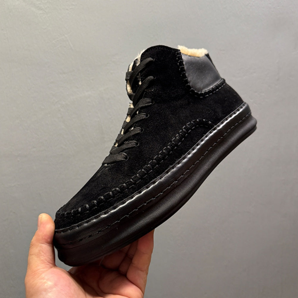 Men's new high-end warm winter thick-soled warm sheepskin boots in high-top style