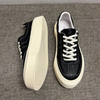Men's genuine leather white sports shoes - casual style, lightweight and breathable black men's shoes