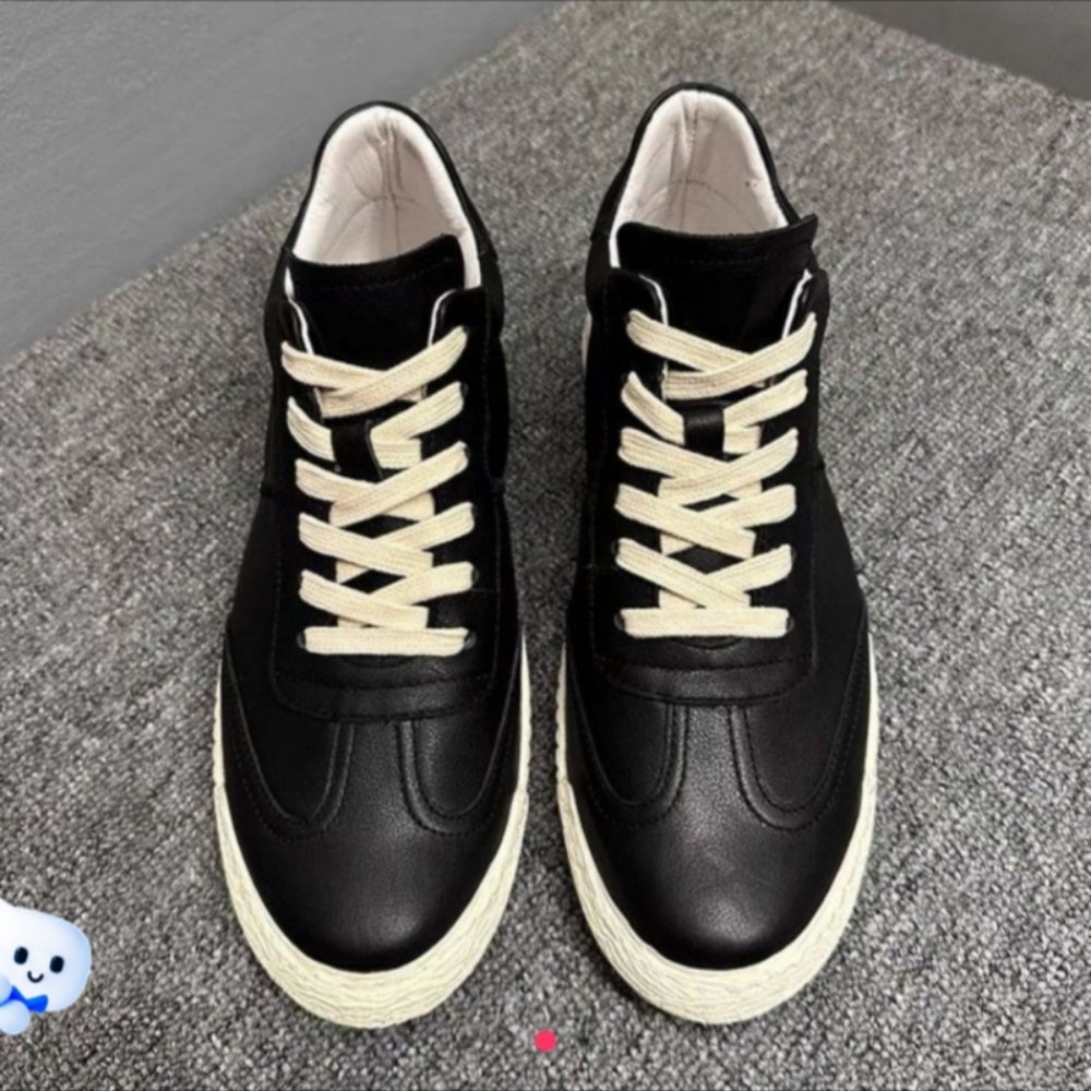 Men's leather retro high-top sneakers - Fashionable, warm, and casual sports shoes