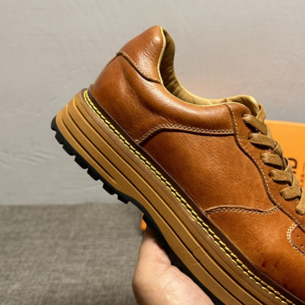 New men's leather retro shoes, men's low-top shoes, fashionable casual sports shoes