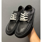 Leather casual men's shoes, suitable for both work occasions and outdoor use. Black canvas men's shoes.