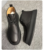 Men's new leather thick-textured suede high-top casual shoes, with thick sole and high-top design.