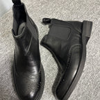 Men's high-end embossed Chelsea boots - made of top-quality leather by hand. High-top business shoes.