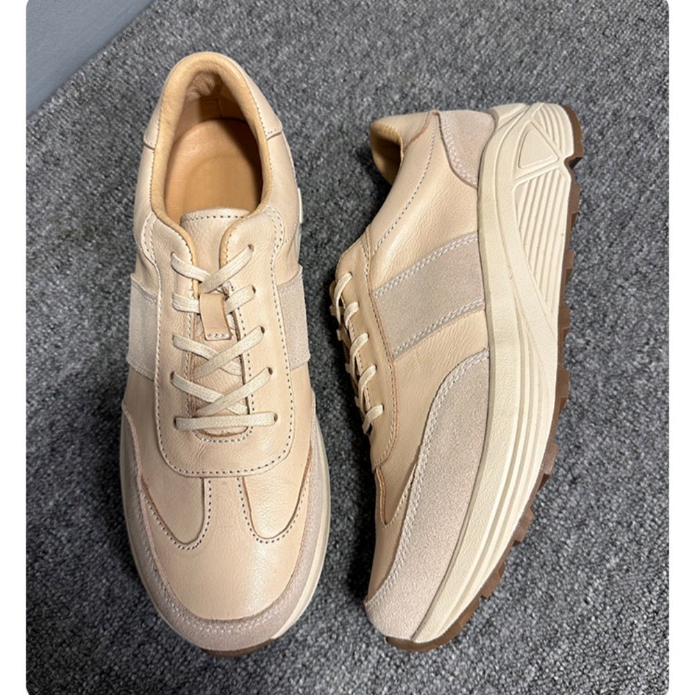 Men's high-end genuine leather casual sports shoes - retro lightweight top-grade cowhide style