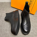 Men's new high-top shoes  Men's fashionable leather shoes  Men's leather foot covers for casual shoes