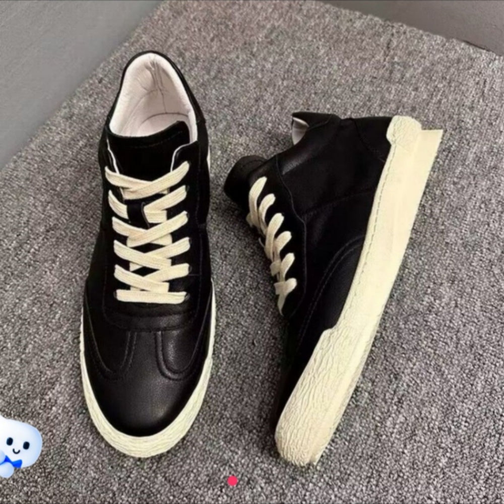 Men's leather retro high-top sneakers - Fashionable, warm, and casual sports shoes