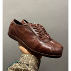 Men's leather training shoes with a retro distressed effect, comfortable and breathable, handcrafted.