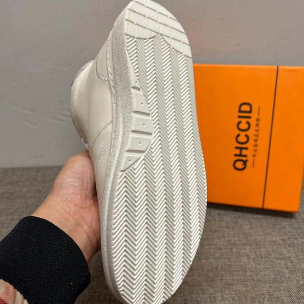 New men's high-top leather shoes, men's pure leather casual white shoes, men's short boots