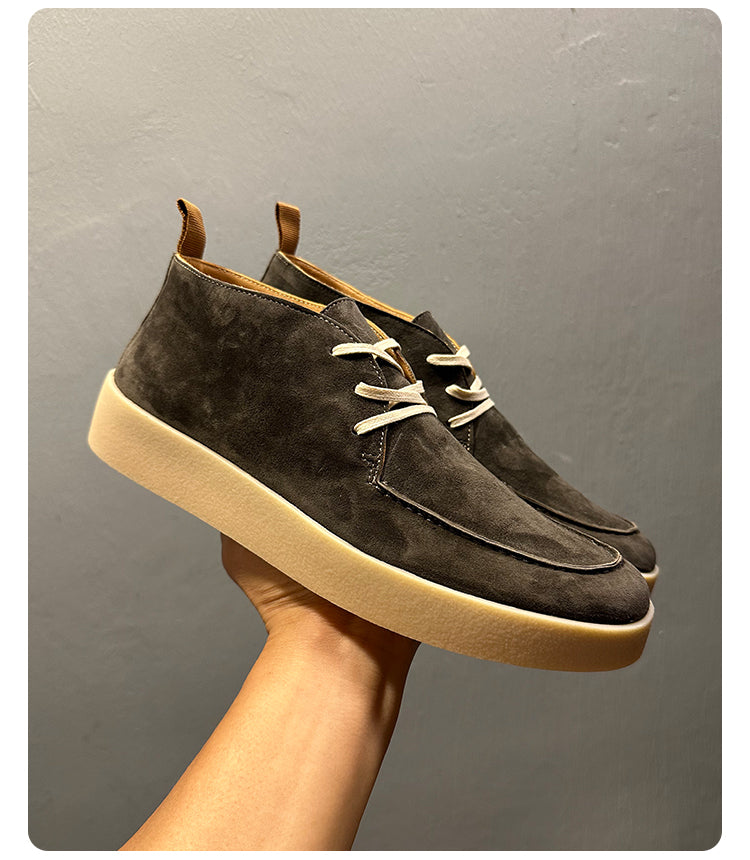 Men's high-top leather sports shoes, soft cowhide material casual shoes, comfortable and breathable upper.