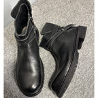 Cowhide boots, soft leather Chelsea boots, handcrafted entirely, short boots with leather buckles