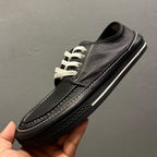 Leather casual men's shoes, suitable for both work occasions and outdoor use. Black canvas men's shoes.