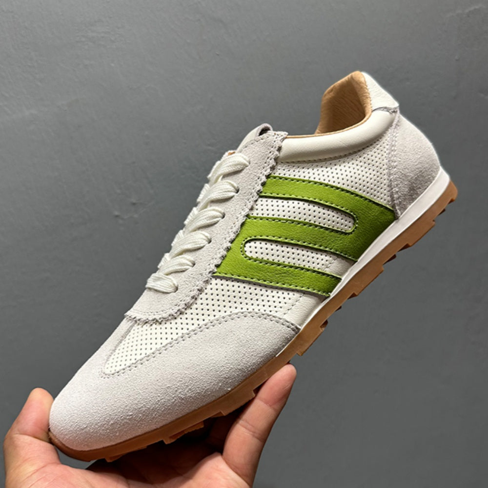 New retro breathable mesh sports shoes, soft leather casual shoes, low-top soft-soled Dent shoes