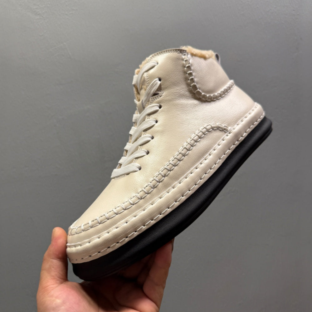 Men's new high-end warm winter thick-soled warm sheepskin boots in high-top style