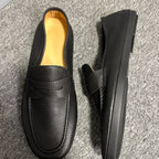 High-end genuine leather shoes, relaxed and laid-back style leather shoes, soft sole, black loafers.
