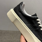 Men's genuine leather white sports shoes - casual style, lightweight and breathable black men's shoes