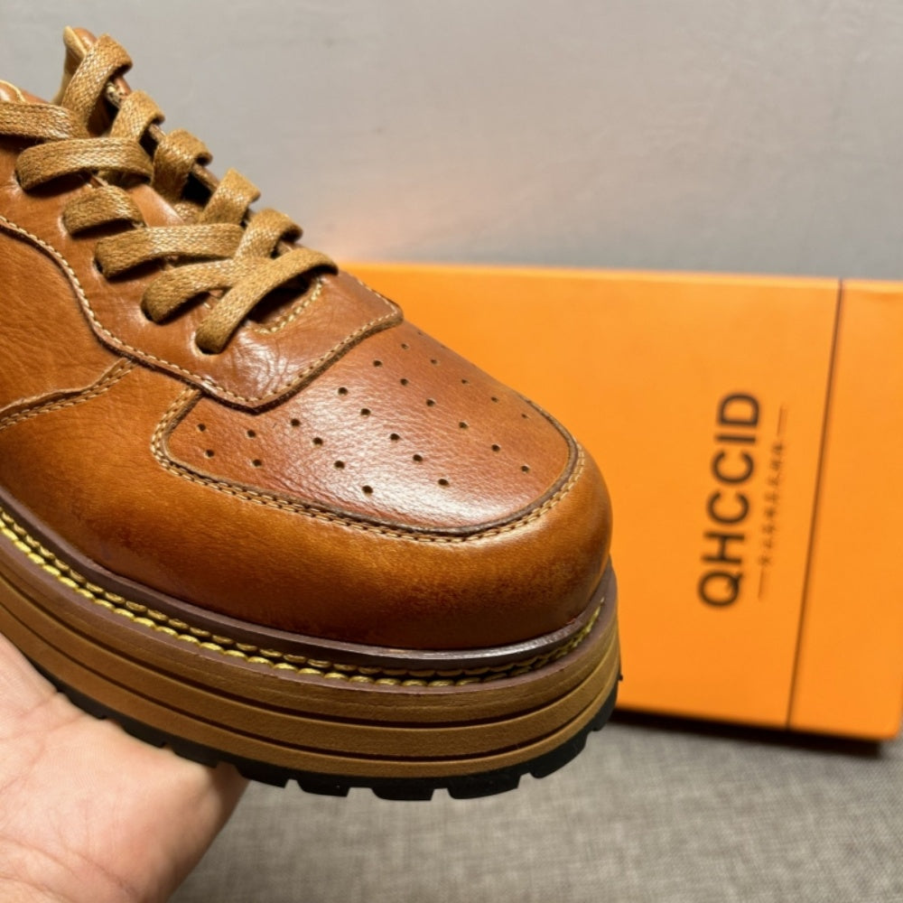 New men's leather retro shoes, men's low-top shoes, fashionable casual sports shoes