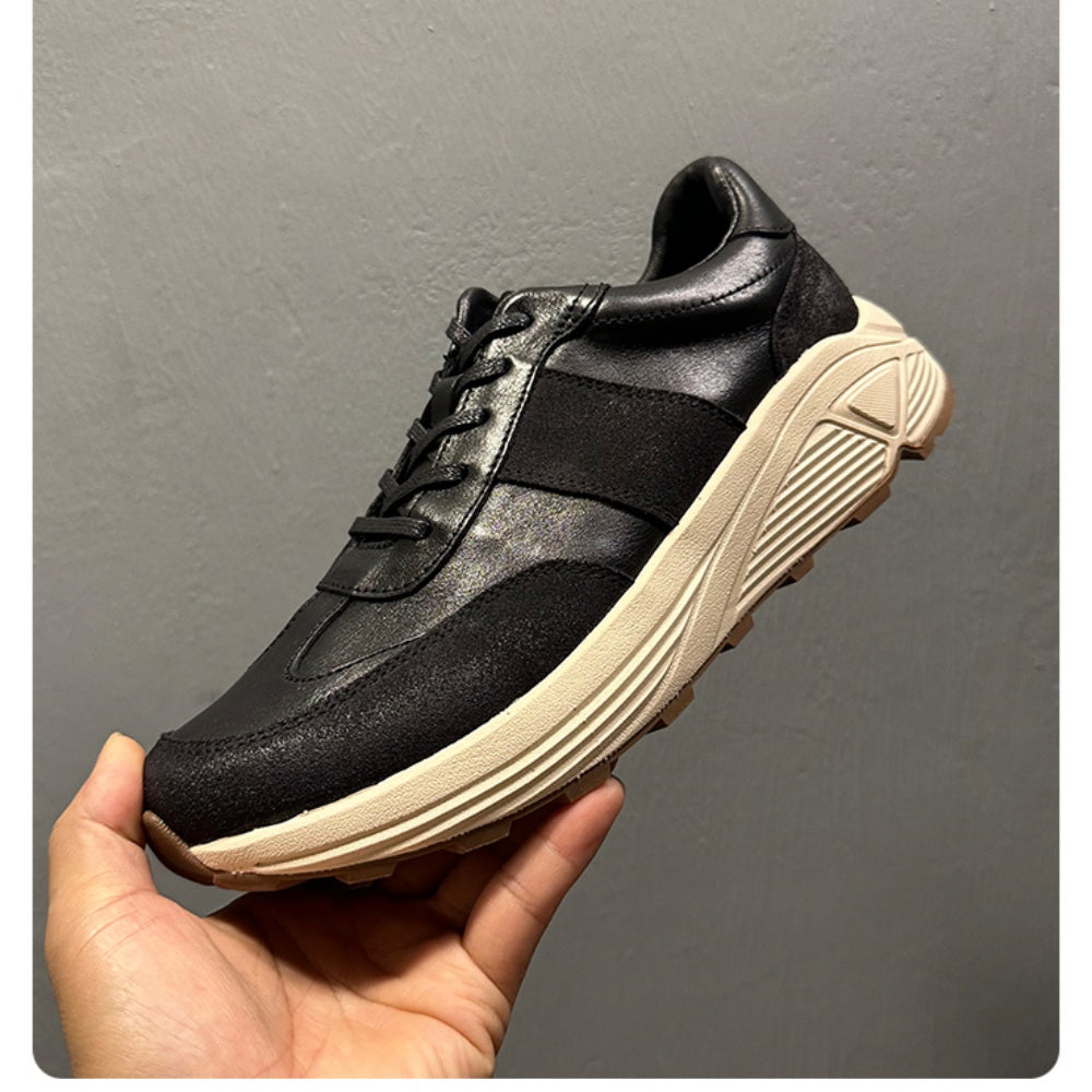 Men's high-end genuine leather casual sports shoes - retro lightweight top-grade cowhide style