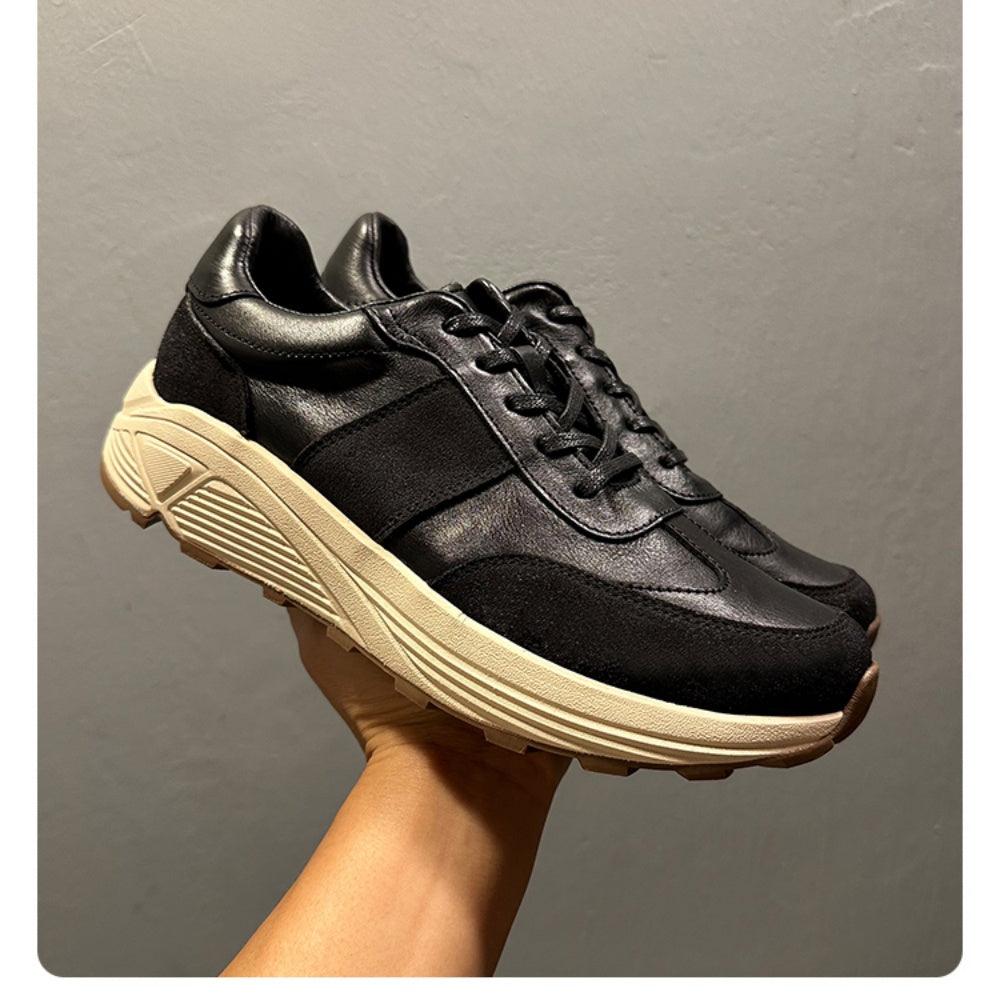 Men's high-end genuine leather casual sports shoes - retro lightweight top-grade cowhide style
