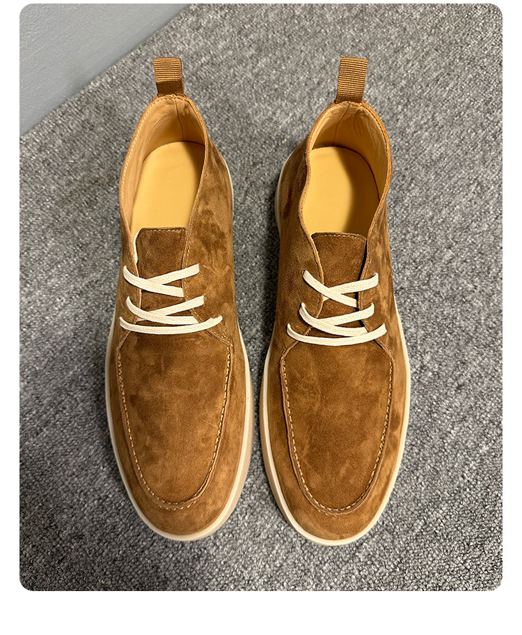 Men's high-top leather sports shoes, soft cowhide material casual shoes, comfortable and breathable upper.