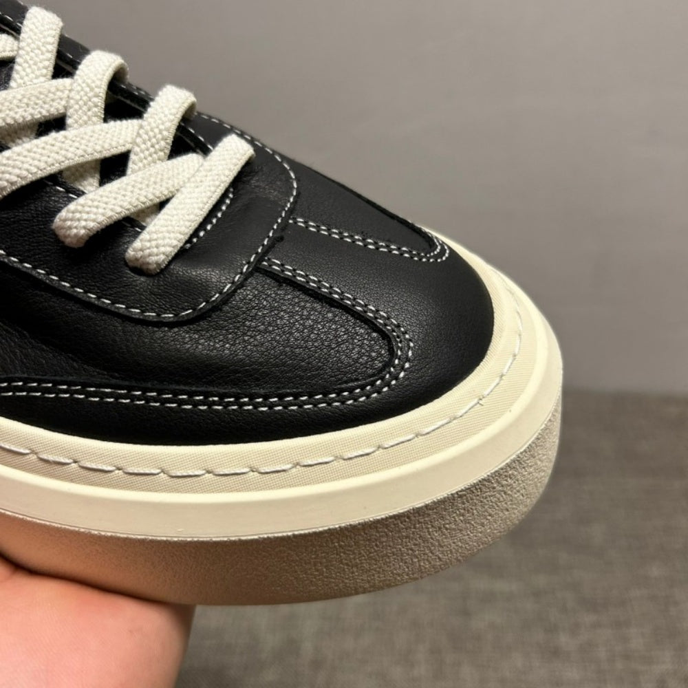 Men's genuine leather white sports shoes - casual style, lightweight and breathable black men's shoes