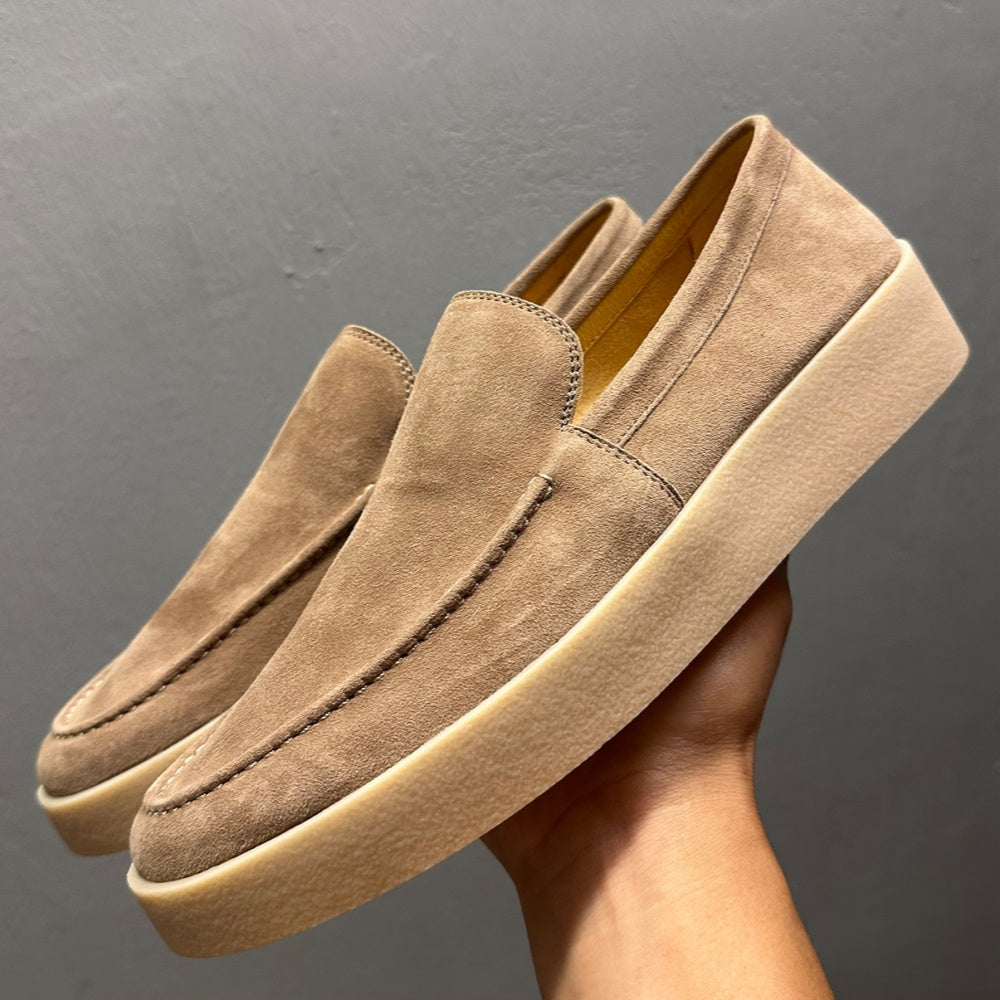 Men's casual leather flat loafers, with breathable round-top lace-up design, suitable for daily wear