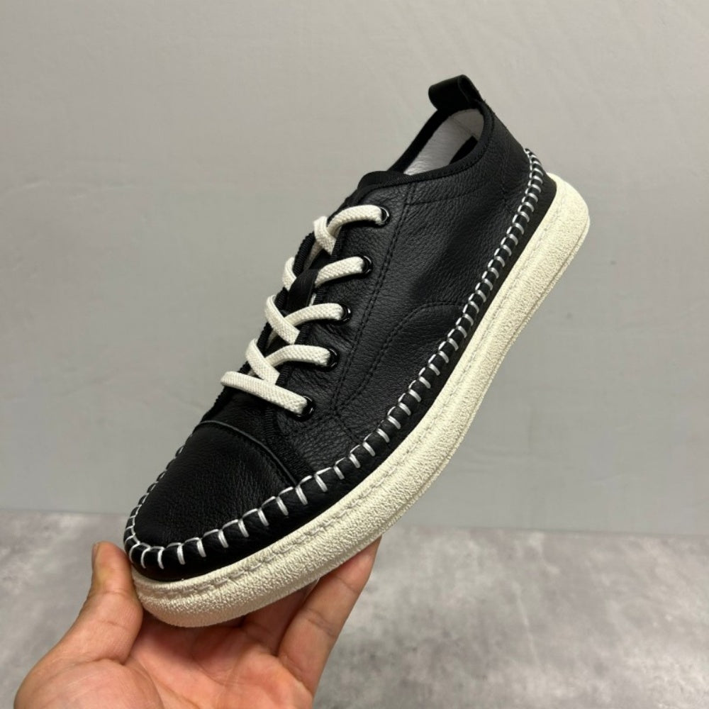 Men's genuine leather white sports shoes, suitable for casual streetwear, men's high-end urban shoes