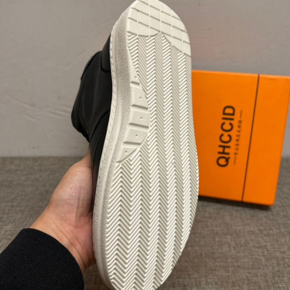 New men's high-top leather shoes, men's pure leather casual white shoes, men's short boots