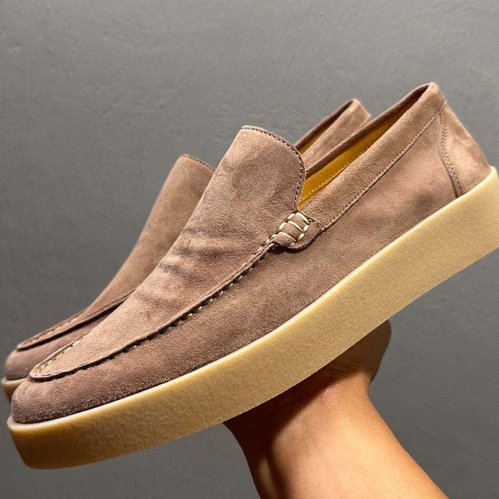 Men's casual leather flat loafers, with breathable round-top lace-up design, suitable for daily wear