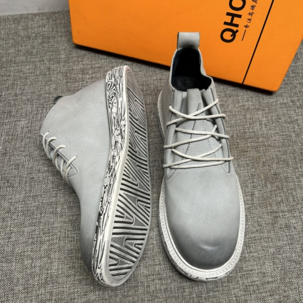 Men's leather high-top shoes - Retro style, breathable and comfortable, fashionable casual men's boots