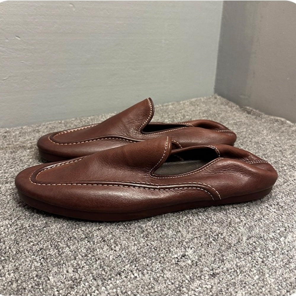QHCCID Handmade Horsehide Loafers for Men Retro Casual Shoes Lazy Shoes Loafers New Style men’s shoes