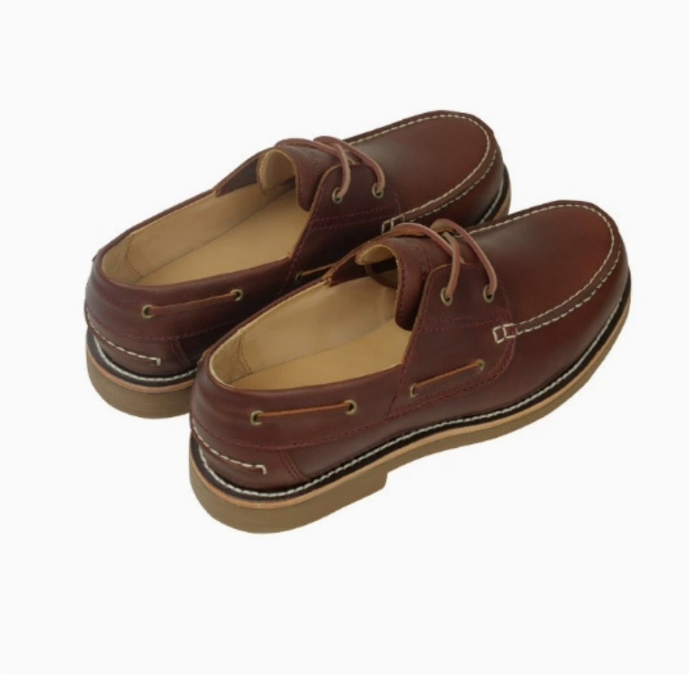 WL New classic retro boat shoes, genuine leather men's outdoor shoes with low heel, leather shoes