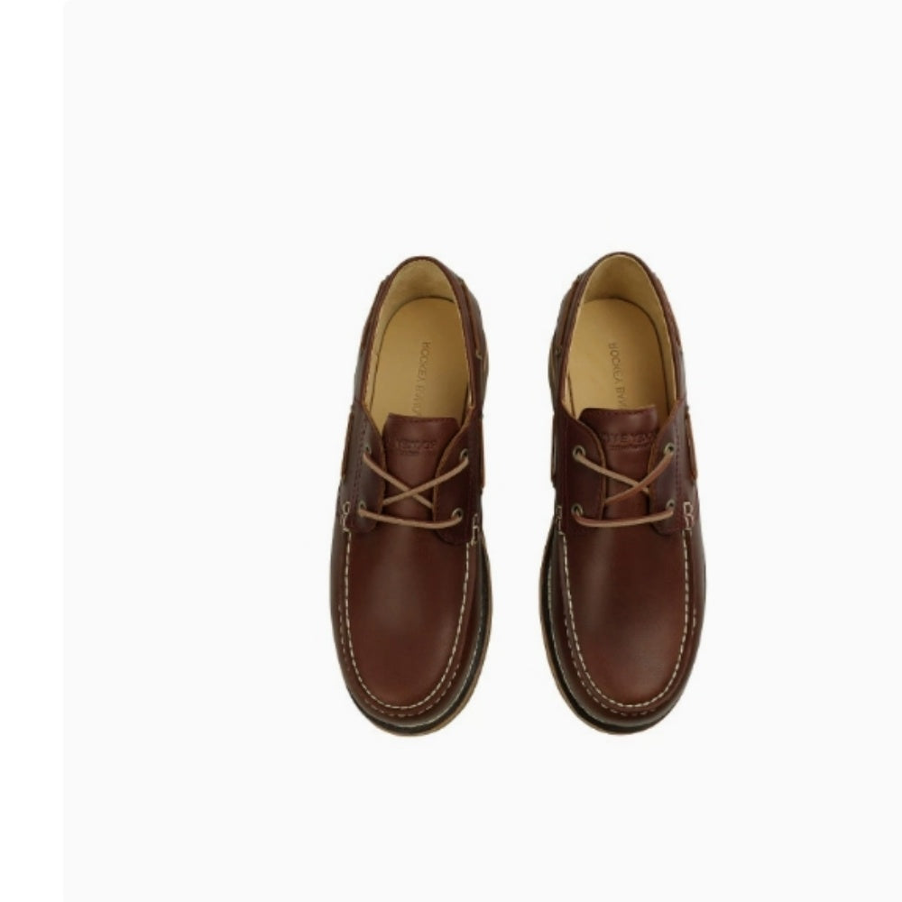 WL New classic retro boat shoes, genuine leather men's outdoor shoes with low heel, leather shoes