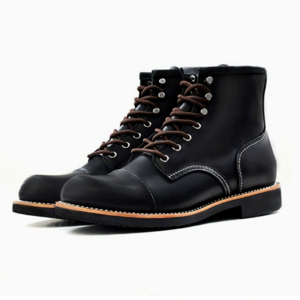 WL Paratrooper boots with Goodyear construction, Martin boots made of genuine leather, black boots