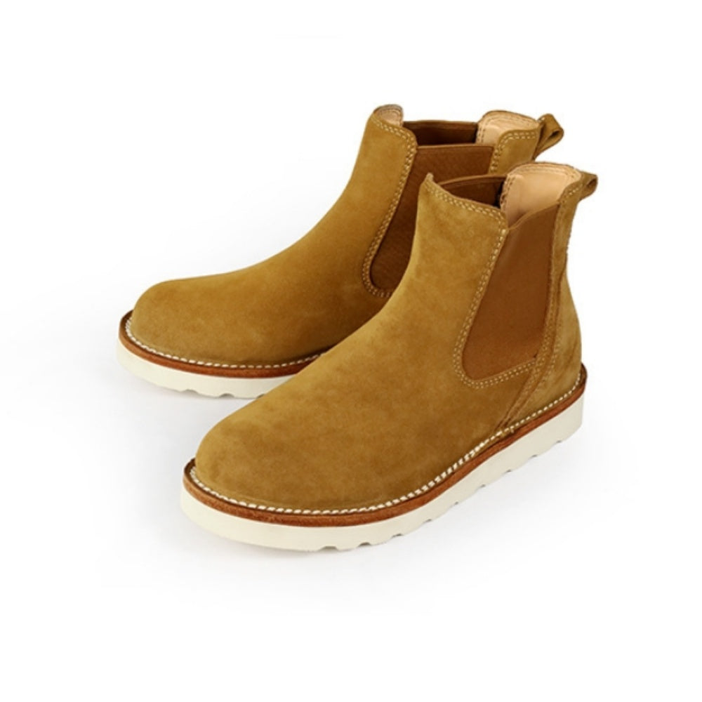 WL Leather Chelsea men's boots, cowhide short boots, light brown American retro work boots